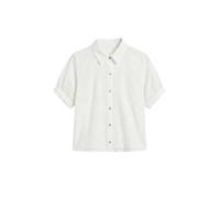 Yumi White Cotton Flower Applique Shirt (UK, Numeric, 14, Regular, Regular, White)
