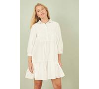 Yumi White Cotton Flower Tunic Dress White 10