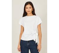 Yumi Women's White Cotton Jersey Top With Knot Detail | Size: 16 Yumi White 16