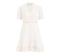 Yumi White Cotton Lace Trim Skater Shirt Dress (UK, Numeric, 10, Regular, Regular, White)