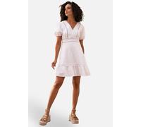Yumi White Cotton Lace Trim Skater Sun Dress In Natural White Natural White