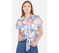 Yumi White Cotton Paisley Print Tie Knot Shirt In Off White Off White