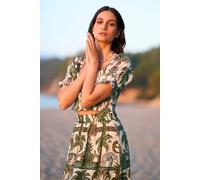 White Cotton Voile Safari Ruched Crop Top Yumi Multi 14