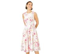Yumi White Delicate Floral Midi Skater Dress (UK, Numeric, 12, Regular, Regular, White)