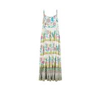Yumi White Floral Block Print Tiered Maxi Sun Dress (UK, Numeric, 8, Regular, Regular, Ivory)