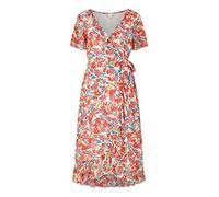 Yumi White Floral Wrap Midi Dress 14 White