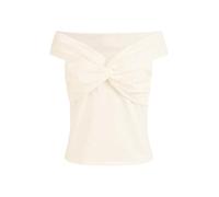 Yumi White Jersey Cotton Bardot Top with Knot Detail (UK, Numeric, 8, Regular, Regular, White)