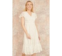 Yumi White Lace Midi Skater Dress (UK, Numeric, 14, Regular, Regular, White)