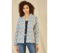 Yumi White Leopard Print Reversible Cotton Cropped Quilted Jacket White 8