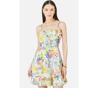 Yumi Women's White Mediterranean Print Cotton Mini Sun Dress in Natural White | Size: 12 Yumi Natural White 12