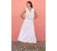 Yumi White Midi Boho Skirt White 12