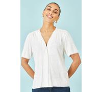 Yumi Women's White Paisley Viscose Embroidered Shirt | Size: 10 Yumi White 10