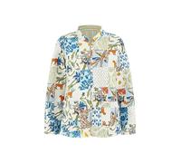 Yumi White Patchwork Print Reversible Cotton Quilted Jacket