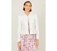 Yumi Women's White Peplum Fitted Jacket | Size: 16 Yumi White 16