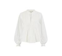 Yumi White Pleated Cotton Bib Shirt (UK, Numeric, 8, Regular, Regular, White)