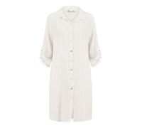Yumi White Stripe Linen Relaxed Fit Longline Shirt L White