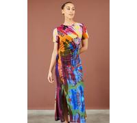Yumi Women's Abstract Floral Mesh Midi Dress | Size: 10 Yumi Multicolor 10