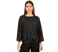 Yumi Women's All Over Sequin Batwing Top in Black | Size: Large