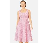Yumi Women's Applique Floral Skater Dress in Baby Pink | Size: 14
