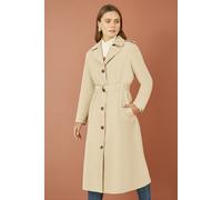 Yumi Women's Beige Belted Long Trench Coat With Belt in Brown | Size: 14 Yumi Brown 14