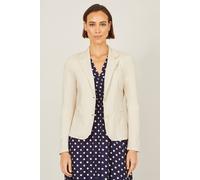 Yumi Women's Beige Stretch Cotton Blazer | Size: 10 Yumi Beige 10