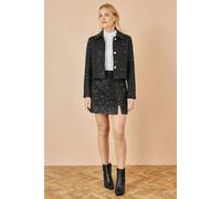 Black Boucle Sequin Jacket With Pearl Buttons Yumi Black 12