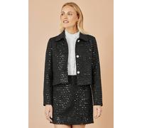 Yumi Women's Black Boucle Sequin Mini Skirt | Size: 8