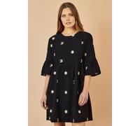 Yumi Women's Black Cosmic Embroidery Cord Tunic Dress | Size: 10