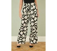 Black Cotton Splash Print Relaxed Fit Trousers Yumi Black 16