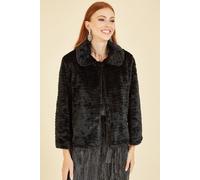 Yumi Black Faux Fur Short Jacket Black 10