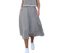 Yumi Women's Black Gingham Cotton Midi Skirt | Size: 14 Yumi Black 14