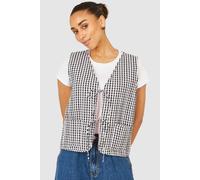 Yumi Women's Black Gingham Reversible Cotton Tie Waistcoat | Size: 8