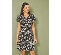 Yumi Women's Black Leaf Print Mesh Stretch Skater Dress | Size: 10 Yumi Black 10