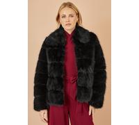 Yumi Women's Black Lux Faux Fur Coat | Size: 16 Yumi Black 16