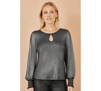 Yumi Women's Black Metallic Bow Back Top | Size: 18
