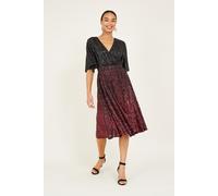 Yumi Women's Black & Red Ombre Sequin Midi Wrap Dress | Size: 10 Yumi Red 10