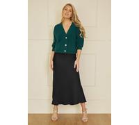 Yumi Women's Black Satin Midi Skirt | Size: 8 Yumi Black 8