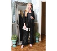 Yumi Women's Black Sequin Blazer With Pockets | Size: 24