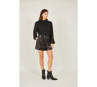 Yumi Black Sequin Mini Shorts 16 UK Black