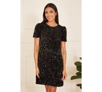 Yumi Women's Black Sequin Tunic Dress | Size: 24