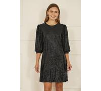 Yumi Women's Black Sequin Tunic Dress With Balloon Sleeves | Size: 14 Yumi Black 14