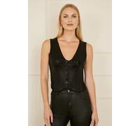 Black Sequin Waistcoat With Knitted Back Yumi Black 10