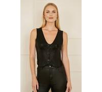 Yumi Black Sequin Waistcoat With Knitted Back 14 Black