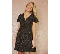 Yumi Women's Black Skater Dress With Mini Star Foil Print | Size: 10 Yumi Black 10