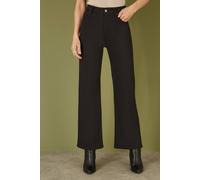 Yumi Women's Black Stretch Canvas Wide Leg High Waist Jeans | Size: 12