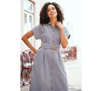 Yumi Women's Black & White Gingham Relaxed Shirt Dress With Matching Belt | Size: 20