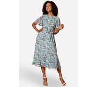 Yumi Women's Blossom Skater Midi Dress With Angel Sleeves in Duck Egg Blue | Size: 14 Yumi Duck Egg Blue 14