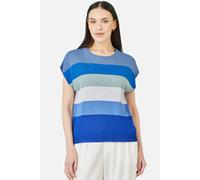 Yumi Women's Blue Block Stripe Relaxed Knitted Top | Size: Small Yumi Blue S