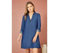 Yumi Women's Blue Chambray Cotton Tunic With Pockets | Size: 8 Yumi Blue 8