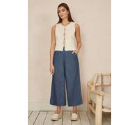 Yumi Women's Blue Chambray Denim Culottes | Size: 10 Yumi Blue 10